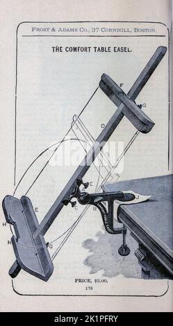 The Comfort Table Easel aus dem Beschreibenden Katalog von Künstlermaterialien, Entwurfspapieren, Tracing-Tuch und mathematischen Instrumenten. Von Frost & Adams Co. Erscheinungsdatum 1898 Stockfoto