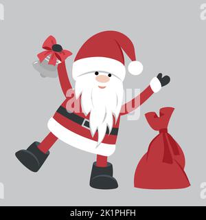 Cartoon Weihnachtsmann für Weihnachtskarten und Einladungen. Vektordarstellung im Stil eines Doodles. Designelement. Stock Vektor