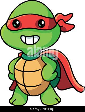Eine entzückende Ninja Schildkröte isoliert auf weißem Hintergrund Stock Vektor