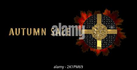 Hintergrund des Herbstverkaufs, Banner zur Verkaufsförderung im Herbst, Marketingposter für den Herbstverkauf Stockfoto