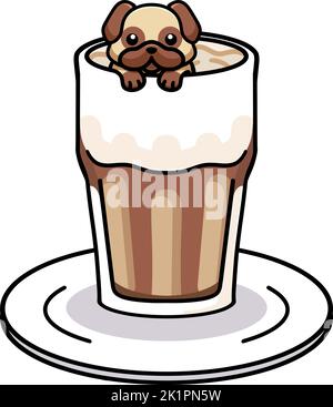 Ein Hund in einer Tasse Kaffee Latte Stock Vektor