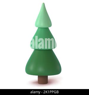 Abstrakter Tannenbaum isoliert auf weißem Hintergrund. 3D Darstellung von Vektorgrafiken Stock Vektor