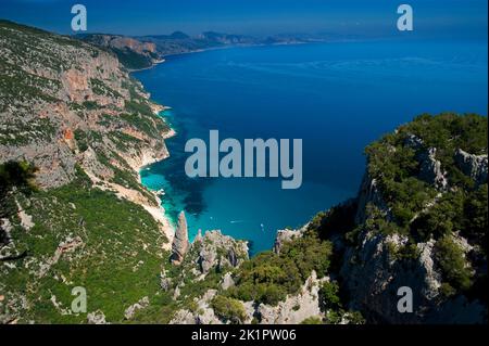 Punta Caroddi, Cala Goloritzè, Blick vom Punta Salinas Klippe, Baunei, Ogliastra, Sardinien, Italien, Europa Stockfoto