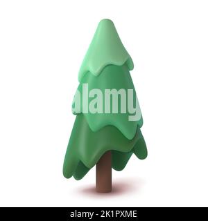 Abstrakter Tannenbaum isoliert auf weißem Hintergrund. 3D Darstellung von Vektorgrafiken Stock Vektor