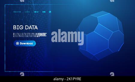 Technologiebereich 3D. Blauer Big-Data-Hintergrund. Drahtgitter schützen den Globus. Stock Vektor