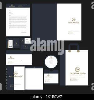 Corporate Identity Schreibwaren Bundle minimalistisches Gold modern Stock Vektor