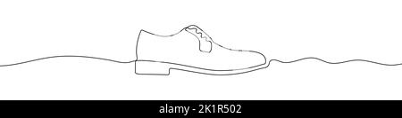 Kontinuierliche eine Linie Zeichnung Silhouette der Herrenschuhe. Die Schuhe linear Symbol. Hintergrund für einzeilige Zeichnung. Vektorgrafik. Lineare Herrenschuhe BAC Stock Vektor