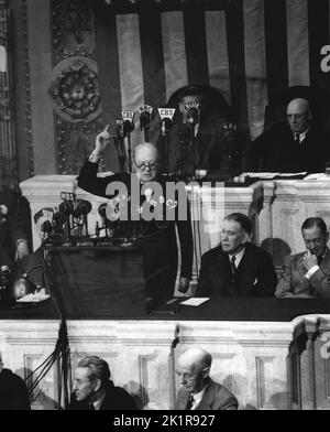 Winston Churchill spricht vor dem Kongress in Washington. Mai 19. 1943. Stockfoto