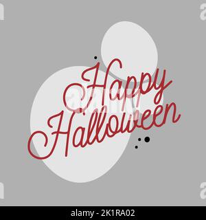 Happy Halloween, handgeschriebene Zitate, Zeichnung im Doodle-Stil auf grauem Hintergrund Stock Vektor