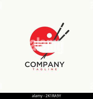 Designvorlage für Essstäbchen und Bowl-Logo. Vektorgrafik EPS.8 EPS.10 Stock Vektor