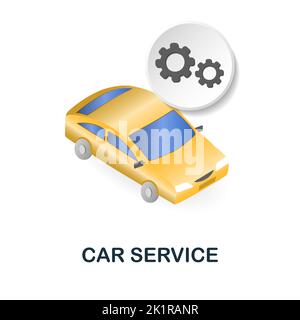 Car Service-Symbol. 3D Illustration aus der Sammlung kleiner Unternehmen. Creative Car Service 3D Symbol für Web-Design, Vorlagen, Infografiken und mehr Stock Vektor