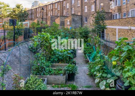 Ursprünglich Teil des Randgrabens des Millbank Gefängnisses, dient dieser Bereich heute als Garten für nahe gelegene Wohnungen. Einer der wenigen Überreste des Gefängnisses. Stockfoto