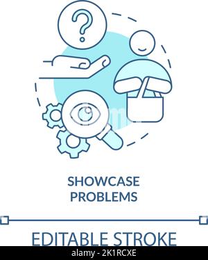 Showcase Probleme türkisfarbenes Konzeptsymbol Stock Vektor