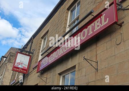 The George Hotel , 34 Norfolk Street, Glossop, High Peak, Derbyshire, England, Großbritannien, SK13 7QU, geschlossen Stockfoto