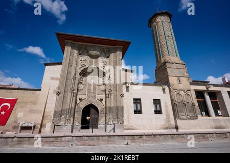 Steinarbeiten Museum des Fine Minaret, Konya, Türkei Stockfoto