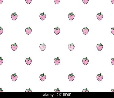Vektor Erdbeere Hintergrund. Nahtloses Muster aus handgezeichneten Erdbeeren. Natürliches, nahtloses Muster aus Gartenfrüchten. Stock Vektor