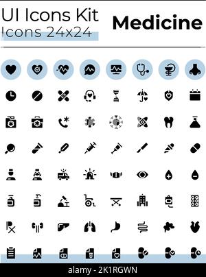 Medicine related black Glyph ui Icons set Stock Vektor
