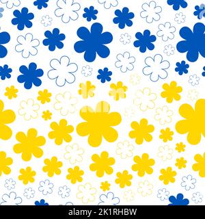 Blumenmuster. Blume in der Farbe der ukrainischen Flagge nahtlose Hintergrund. Floral ornamental Tapete Konzept Design von kein Krieg, Frieden in der Ukraine mit f Stock Vektor