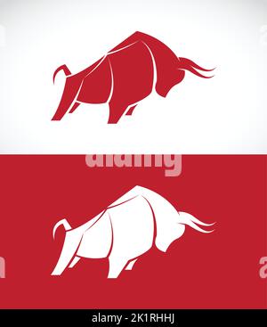 Vektorbild von Stier-Design auf weißem Hintergrund und rotem Hintergrund, Logo, Symbol leicht bearbeitbare geschichtete Vektor-Illustration. Wilde Tiere. Stock Vektor