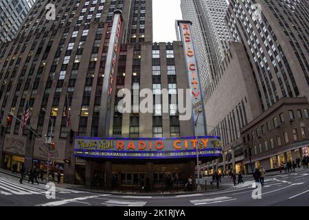 Der Eingang der Radio City Music Hall Stockfoto