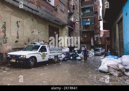 Kairo Ökologisches Problem und die Menschen des Zabbaleen ,Bezirk, die die Müllsituation in der Hauptstadt, Ägypten lösen Stockfoto