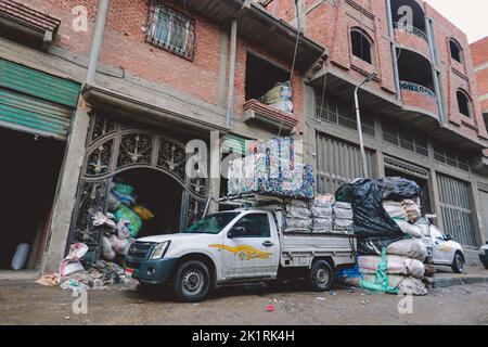 Kairo Ökologisches Problem und die Menschen des Zabbaleen ,Bezirk, die die Müllsituation in der Hauptstadt, Ägypten lösen Stockfoto