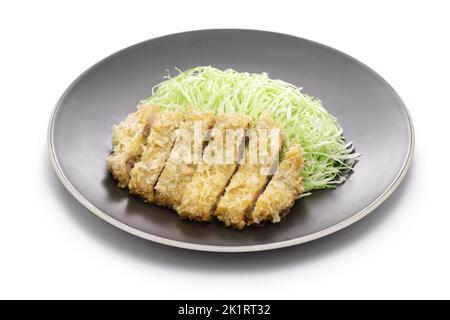 Weißer Tonkatsu, Schweinefilet (überzogen mit Semmelbröseln und bei niedriger Temperatur frittiert), japanische Küche Stockfoto