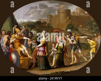 Timoclea vor Alexander dem Großen. Museum: Musée du Louvre, Paris. Autor: DOMENICHINO. Stockfoto