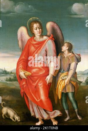 Tobias und der Engel. Museum: Gallerie Borghese, Rom. Autor: Pier Francesco di Jacopo Foschi. Stockfoto