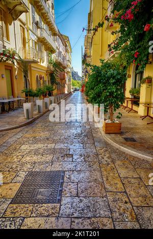 Straße in Korfu Stockfoto