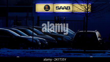 Autogeschäft Saab Biva, Linköping, Schweden. Stockfoto