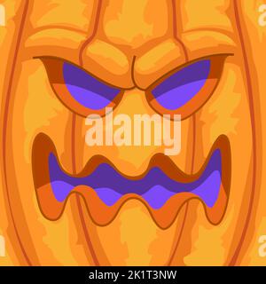 Halloween Kürbis Maske Idee im Cartoon-Stil für Druck und Design. Vektorgrafik. Stock Vektor