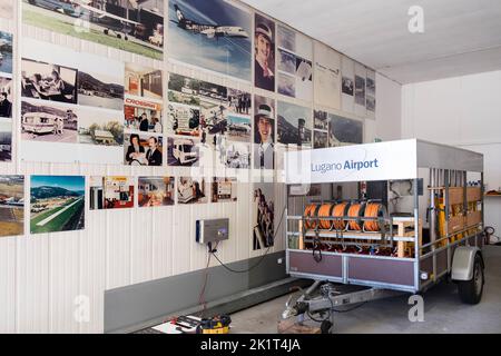 Schweiz, Flughafen Agno-Lugano, Feuerwehr Stockfoto