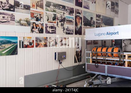 Schweiz, Flughafen Agno-Lugano, Feuerwehr Stockfoto