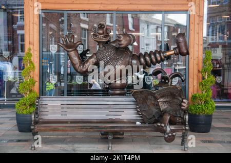 In ganz Großbritannien - die Statue der falschen Hose in Preston, Großbritannien Stockfoto