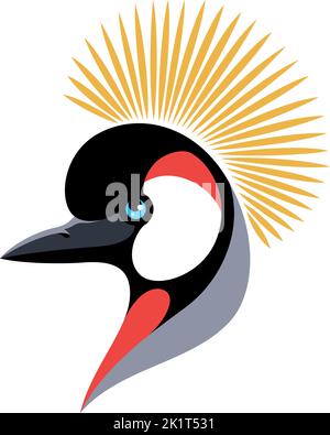 Abbildung des grau gekrönten Kranichkopfes Stock Vektor