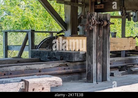 Bertolet Sawmill Machinery, Daniel Boone Homestead, Pennsylvania USA, Birdsboro, Pennsylvania Stockfoto