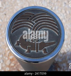 Palme und Krokodil, Emblem von Nimes, Südfrankreich, Europa Stockfoto