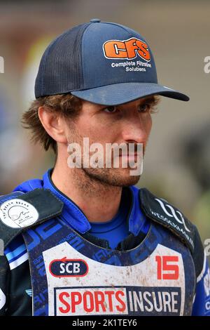 Adam Ellis während des Sports Versicherte British Speedway Finals, im National Speedway Stadium, Manchester, am Sonntag, 18.. September 2022. (Kredit: Eddie Garvey | MI News ) Kredit: MI Nachrichten & Sport /Alamy Live News Stockfoto