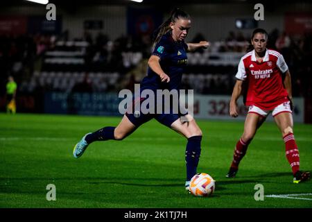 London, Großbritannien. 20. September 2022. Romee Leuchter (7 Ajax) in Aktion während des UEFA Womens Champions League Round 2-Spiels zwischen Arsenal und Ajax im Meadow Park in London, England. (Liam Asman/SPP) Quelle: SPP Sport Press Photo. /Alamy Live News Stockfoto