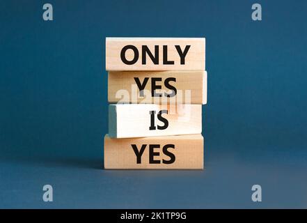 Nur ja ist ja Symbol. Concept Words nur ja ist ja auf Holzblöcken auf einem schönen grauen table grauen Hintergrund. Business, psychologisch nur ja Stockfoto