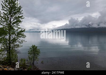 Stürmischer Himmel über Lake McDonald; Glacier National Park; Montana; USA Stockfoto