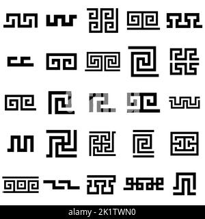 Griechische Motive Vektorsymbole gesetzt. Griechische Schlüsselsammlung Stock Vektor