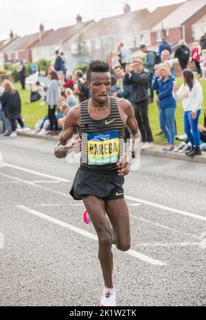 Selemon Barega Langstreckenläuferin belegte beim Great North Run Halbmarathon 2022 den 2.. Rang. Stockfoto