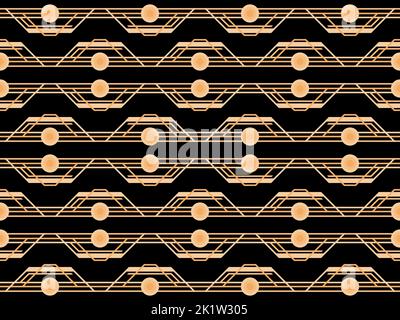 Geometrisches Nahtmuster im Art déco-Stil. Goldenes Linienmuster, Vintage-Linear-Stil. Entwerfen Sie eine Vorlage für Tapeten, Banner, Poster und Werbung Stock Vektor
