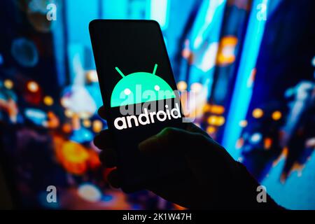 Brasilien. 20. September 2022. In dieser Abbildung wird das Android-Logo auf einem Smartphone angezeigt. (Foto von Rafael Henrique/SOPA Images/Sipa USA) Quelle: SIPA USA/Alamy Live News Stockfoto