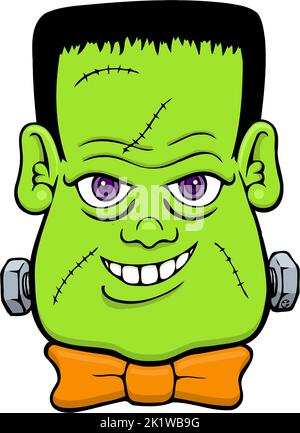 Cartoon Frankenstein Gesicht mit Fliege Stock Vektor