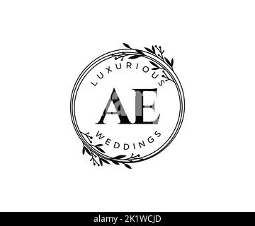 AE Initials Letter Hochzeit Monogramm Logos Vorlage, handgezeichnete moderne minimalistische und florale Vorlagen für Einladungskarten, Save the Date, elegant Stock Vektor