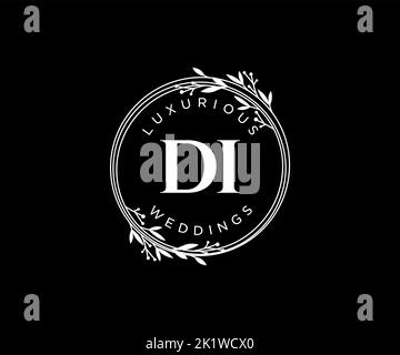 DI Initialen Brief Hochzeit Monogramm Logos Vorlage, handgezeichnete moderne minimalistische und florale Vorlagen für Einladungskarten, Save the Date, elegant Stock Vektor