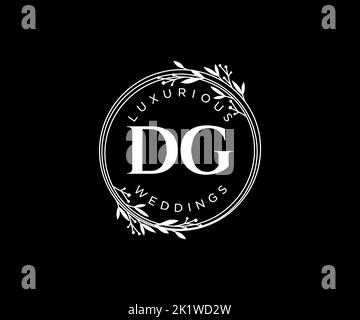 DG Initials Letter Hochzeitslogo-Vorlage, handgezeichnete moderne minimalistische und florale Vorlagen für Einladungskarten, Save the Date, elegant Stock Vektor
